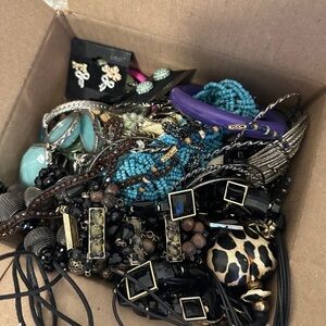 Large box of vintage jewelry